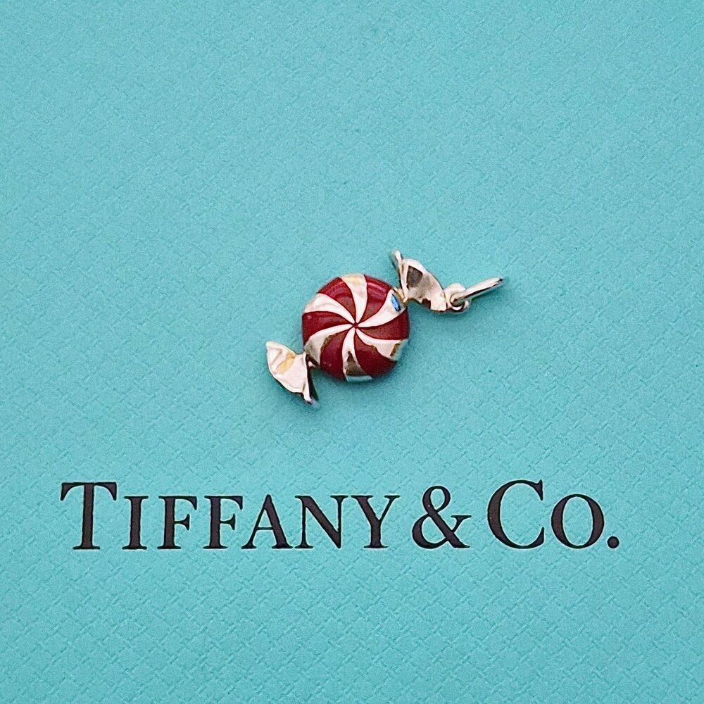 RARE Tiffany & Co. Red Enamel Bon Bon Candy Sterling Silver Charm Pendant